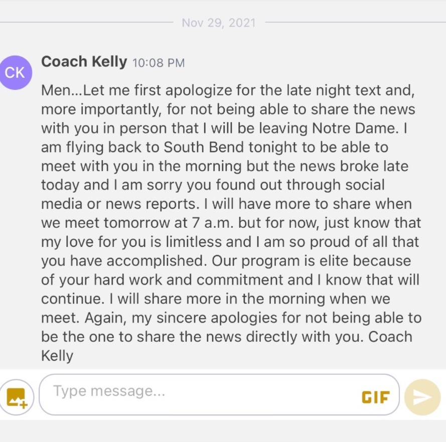 PHOTO Brian Kelly Broke Up With His Team Via Text Message