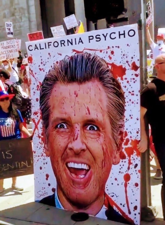 PHOTO California Psycho Gavin Newsom Splattered In Blood Poster In Downtown LA