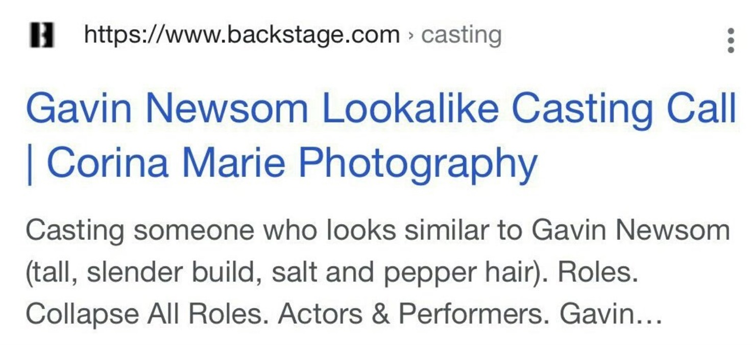 PHOTO Casting Call Has Gone Out For Actors Who Look Like Gavin Newsom