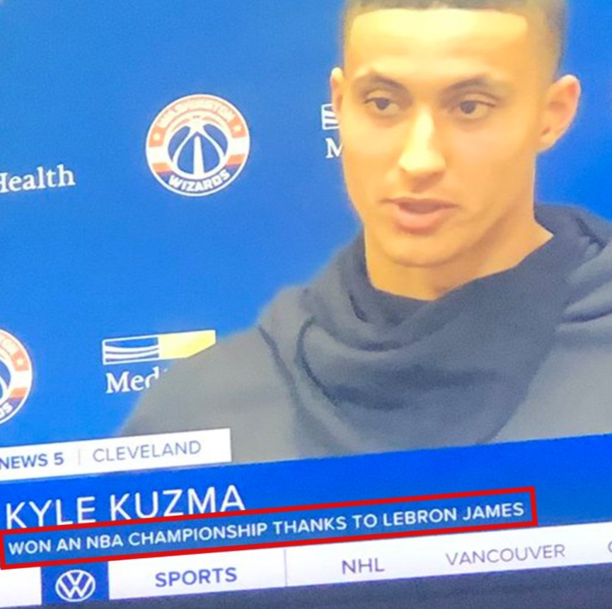 PHOTO Cleveland News Station Rips Kyle Kuzma Says He Only Won NBA Championship Thanks To Lebron