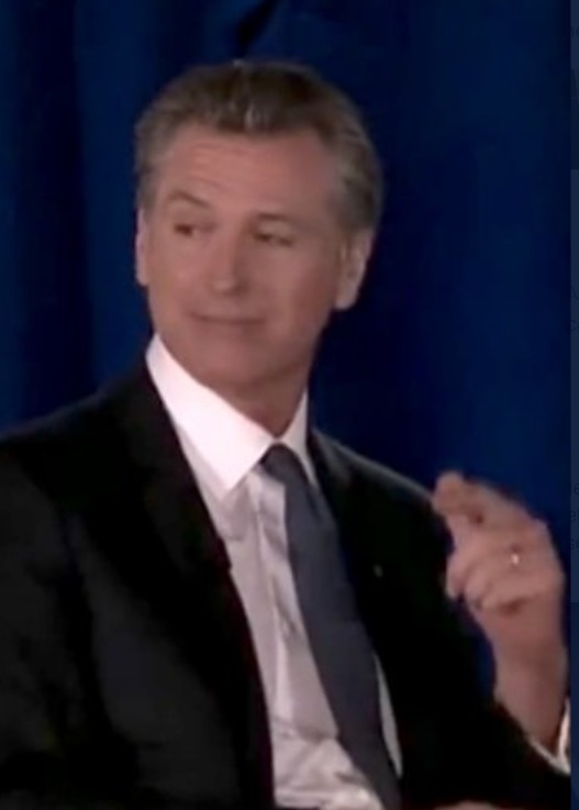 PHOTO Close Up After Getting Booster Shot Gavin Newsom Has Non Moveable Eyebrow That Sits Over A Droopy Eye Like A Caterpillar