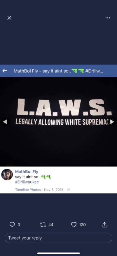 PHOTO Facebook Deleted Post On Darrell Brooks' Profile That Said Drillwaukee LAWS Legally Allowing White Supremacy