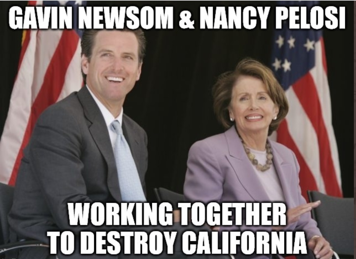 PHOTO Gavin Newsom And Nancy Pelosi Working Together To Destroy California Meme