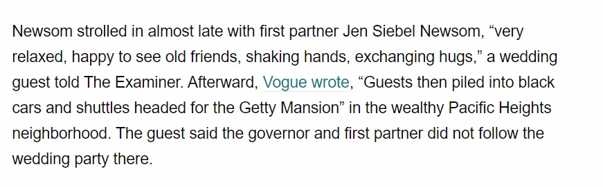 PHOTO Gavin Newsom Came In Late To Ivy Getty's Wedding And Didn't Go To The Wedding Party Afterward At Getty Mansion In Pacific Heights