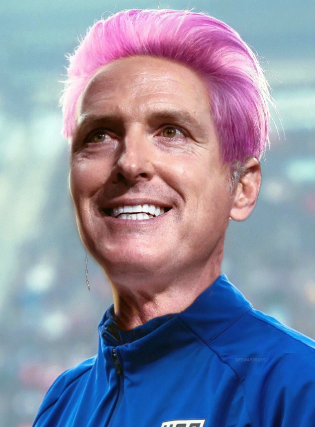 PHOTO Gavin Newsom With Pink Hair Playing For USA Soccer Meme
