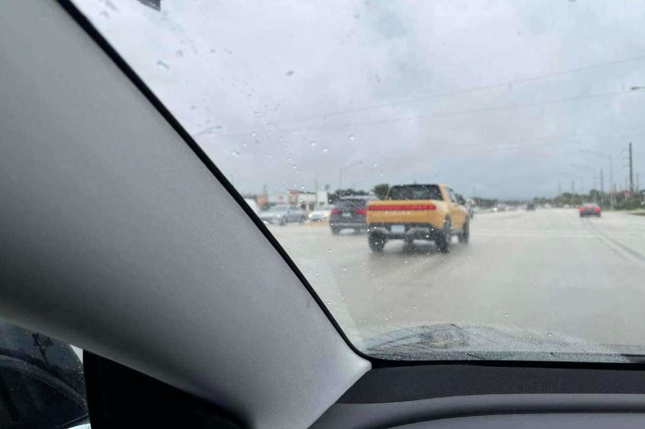 PHOTO Gold Rivian With Custom Rims Spotted On Westminster highway In Vancouver BC