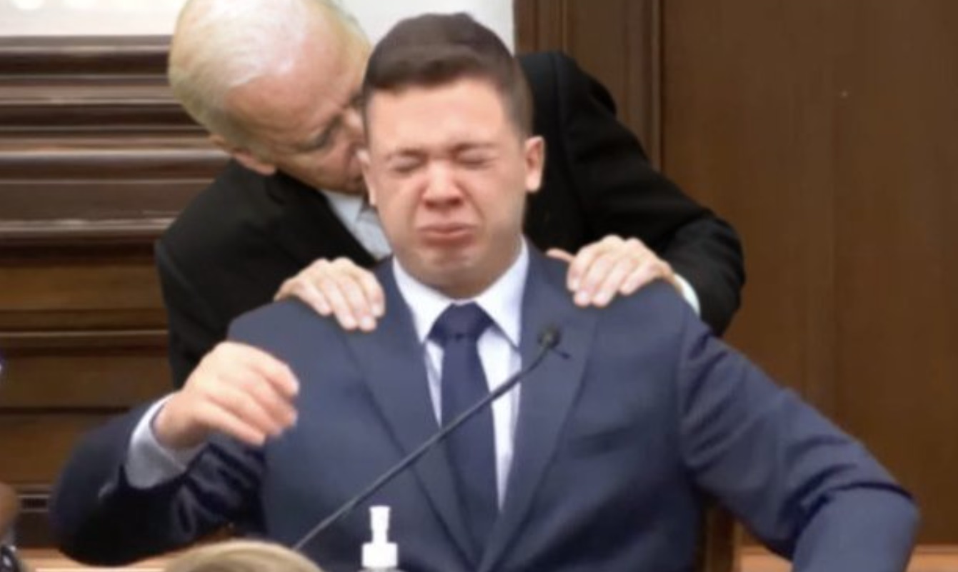 PHOTO Joe Biden Comforting Kyle Rittenhouse In The Court Room As He's Crying