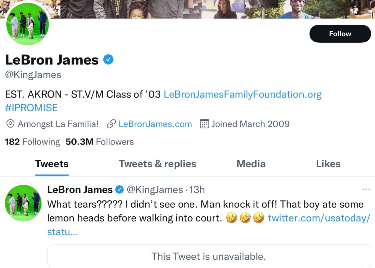 PHOTO Lebron James' Deleted Tweet Calling Kyle Rittenhouse A Fake Crier