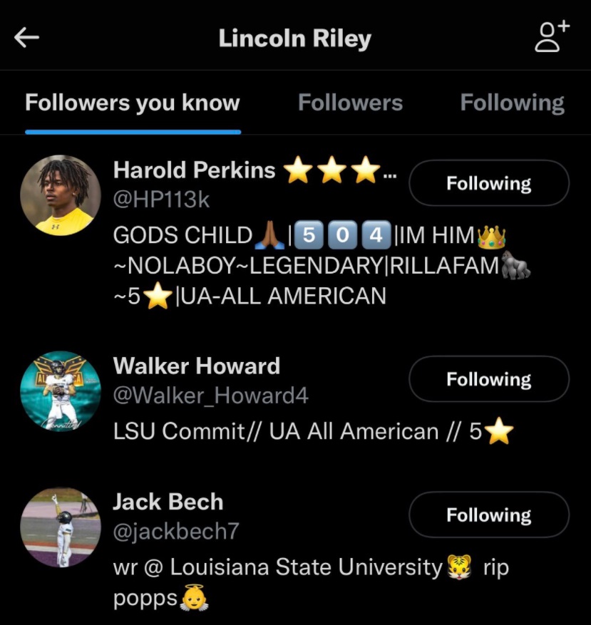 PHOTO Lincoln Riley Just Followed A Bunch Of LSU Recruits