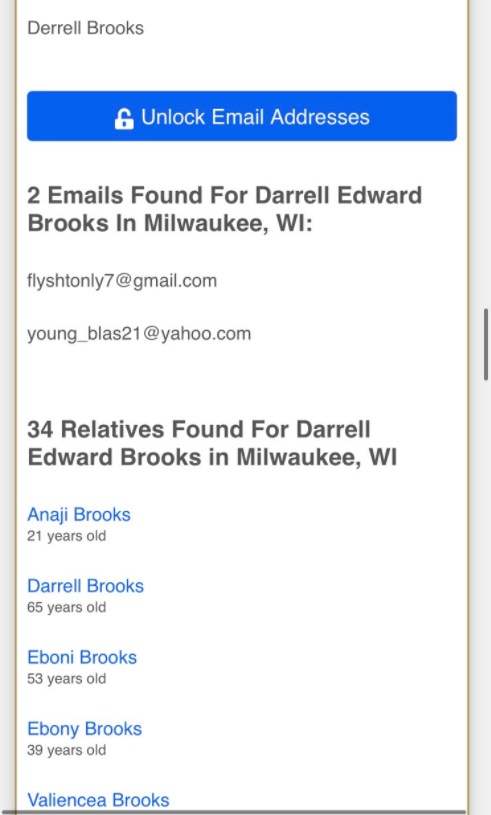 PHOTO Of All Darrell Brooks' Email Addresses