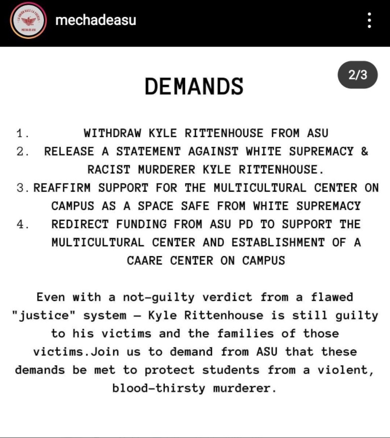 PHOTO Student Organizations At Arizona State University Want Kyle Rittenhouse Kicked Off Campus