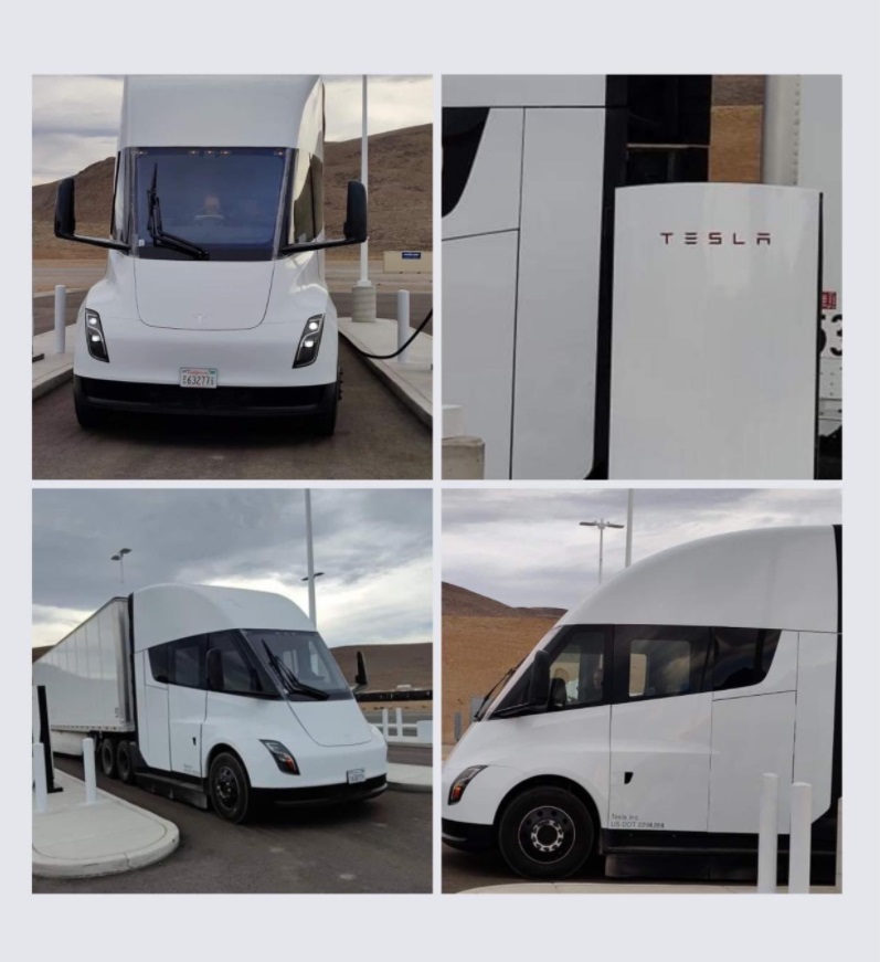 PHOTO Telsa Semi Using Electric Charging At Tesla Giga Nevada And The Chargers Look So Cool