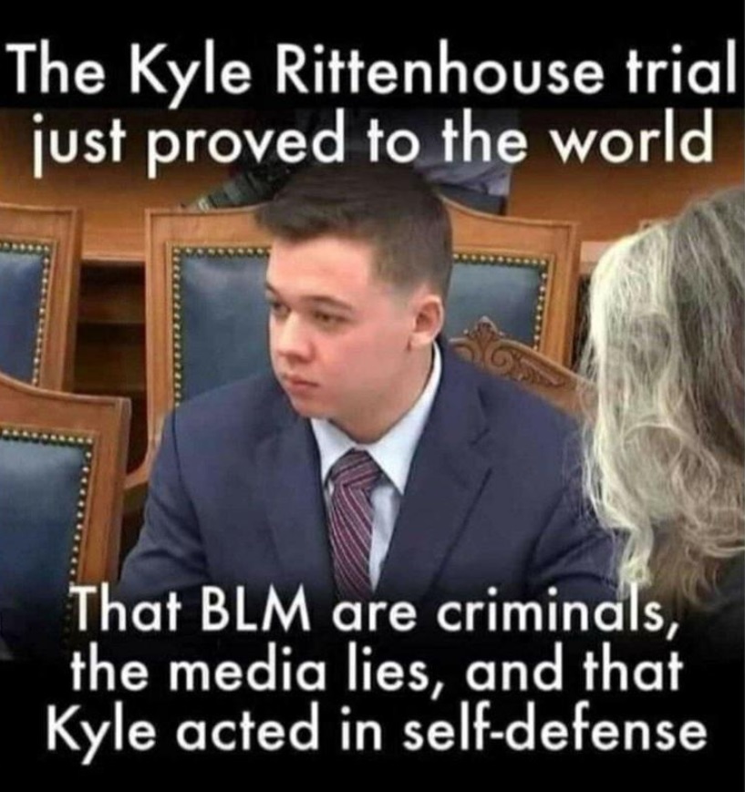 PHOTO The Kyle Rittenhouse Trial Just Proved To The World That BLM Are Criminals The Media Lies And That Kyle Acted In Self-Defense Meme