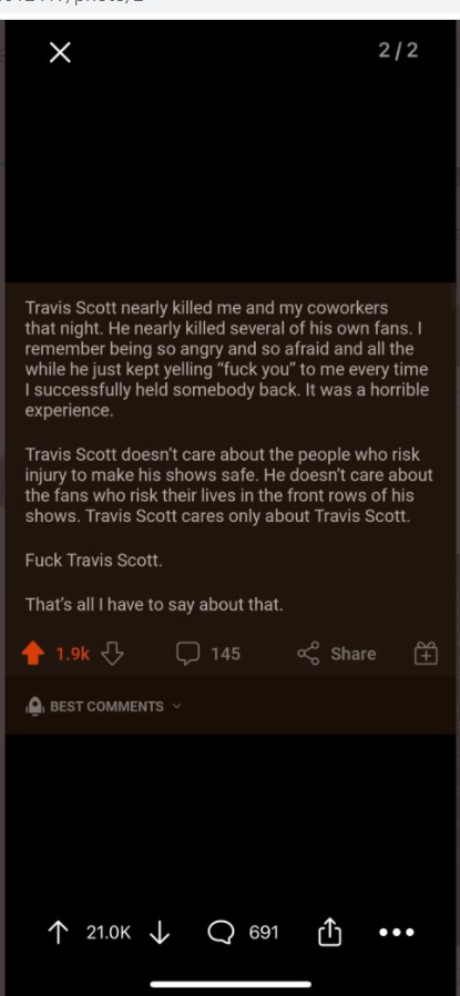 PHOTO Travis Scott Nearly Killed Security Guard And His Co-Workers During Concert