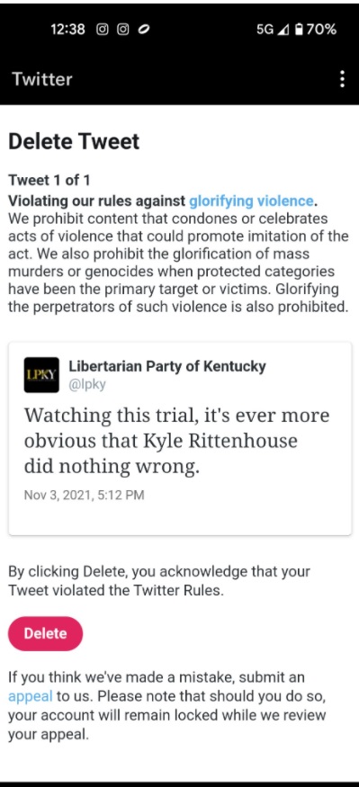 PHOTO Twitter Is Banning People For Saying Kyle Rittenhouse Is Innocent During Trial