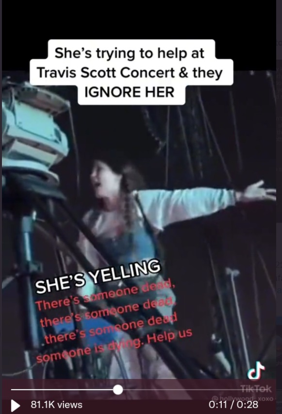 PHOTO Woman Yelling Someone's Dead Help Us At Travis Scott Concert And They Ignore Her