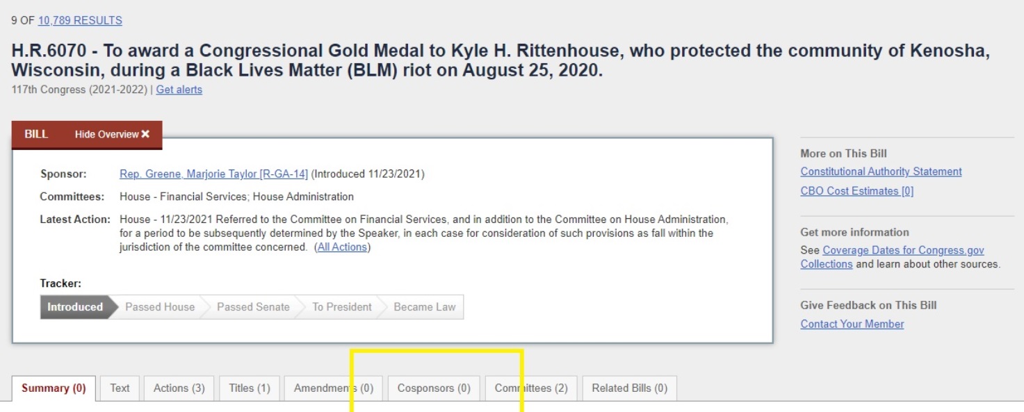 PHOTO Zero Co-Sponsors For Marjorie Taylor Greene's Bill To Award Kyle Rittenhouse With Congressional Gold Medal