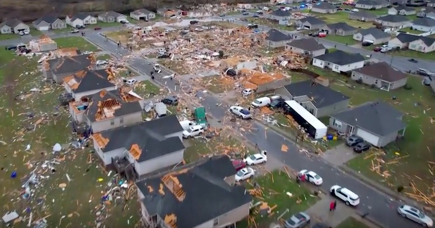 PHOTO Brand New Homes With New Roofs Just Plummeled By Tornado In City Of Mayfield Kentucky