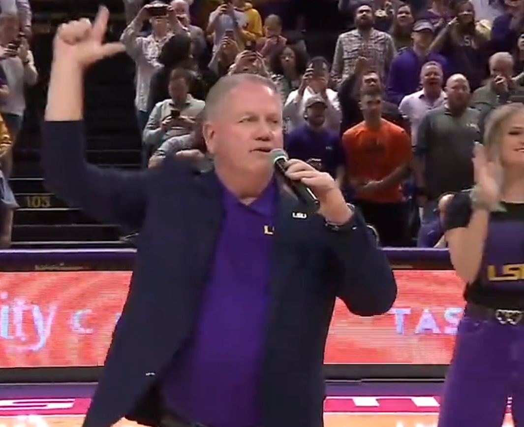 PHOTO Brian Kelly Looks Terrible And Fat In Purple LSU Colors