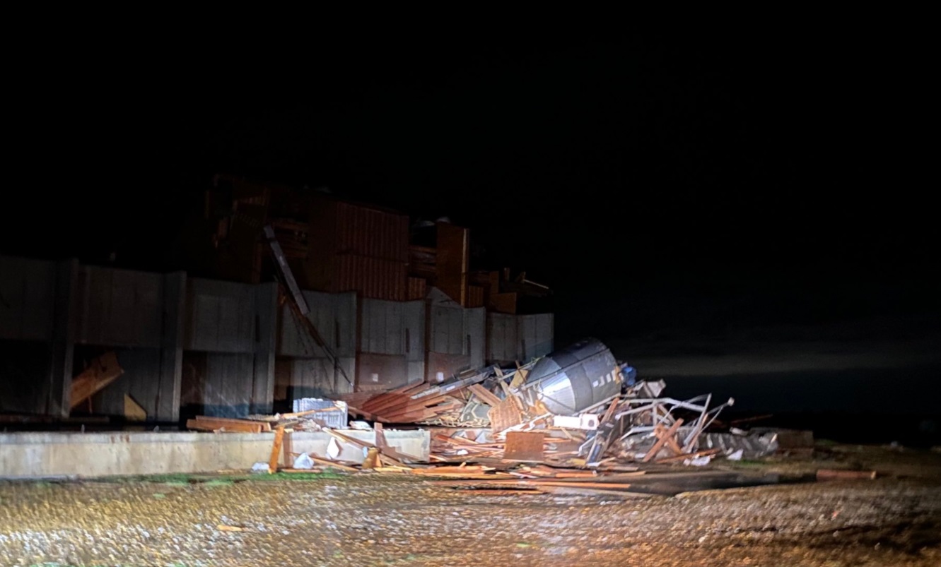 PHOTO Damage In Monette Arkansas Was Visible At 7:30 PM On Friday From Tornado