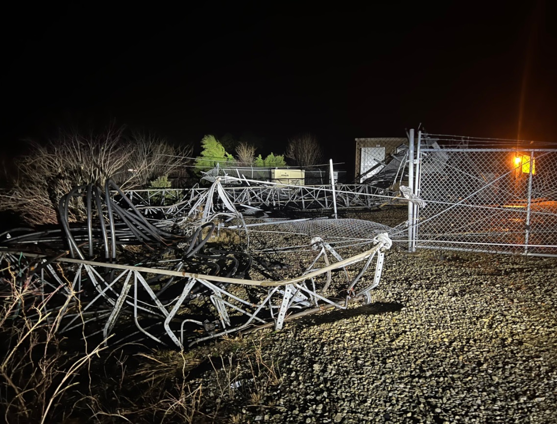 PHOTO Entire Cell Tower Downed IN Monette Arkansas From Tornado