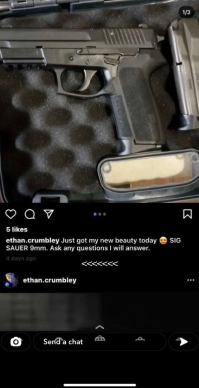 PHOTO Ethan Crumbley Asking If Anyone Online Has Any Questions About Sig Sauer 9 MM Hand Gun He Just Got From His Dad