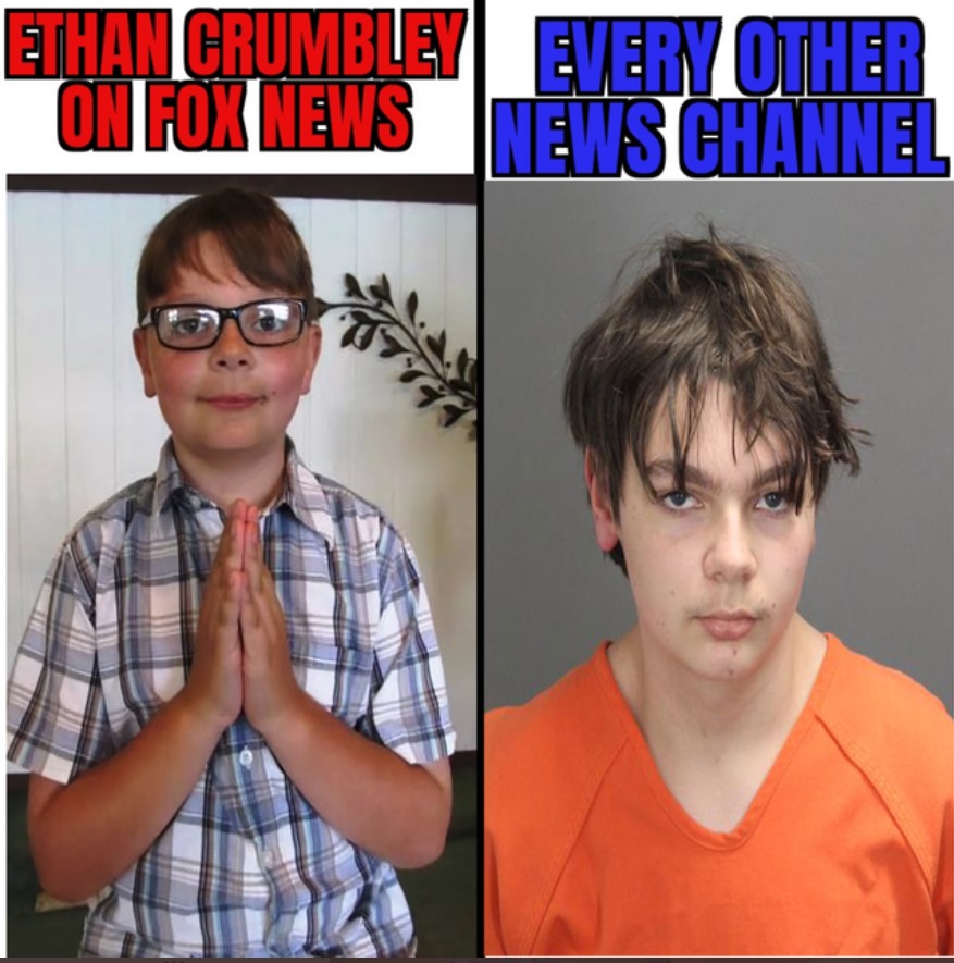 PHOTO Ethan Crumbley On Fox News Vs Every Other News Channel Meme