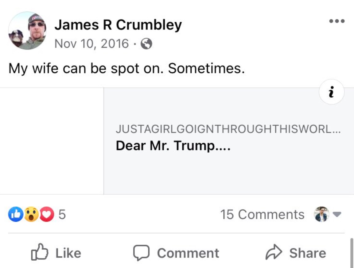 PHOTO Ethan Crumbley's Dad Saying His Wife Is Spot On For Being A Trump Supporter And Writing A Trump Love Letter