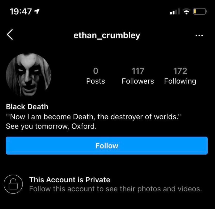 PHOTO Ethan Crumbley's Instagram Account Will Give You The Spooks Because Of Its Content