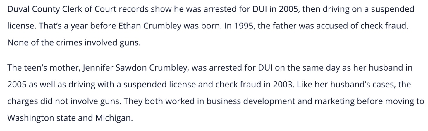 PHOTO Ethan Crumbley's Mother Has Long Criminal History Including Multiple DUI's Driving On Suspended License And Check Fraud