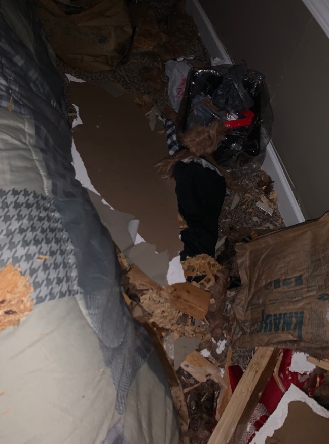 PHOTO Hole In The Wall In Apartment In Bowling Green Kentucky From Tornado And Debris Was Coming Through The Wall 