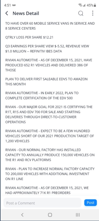 PHOTO It's Pathetic That Rivian Has Only Delivered 386 Vehicles And Won't Produce More Than 1200 Vehicles In 2022