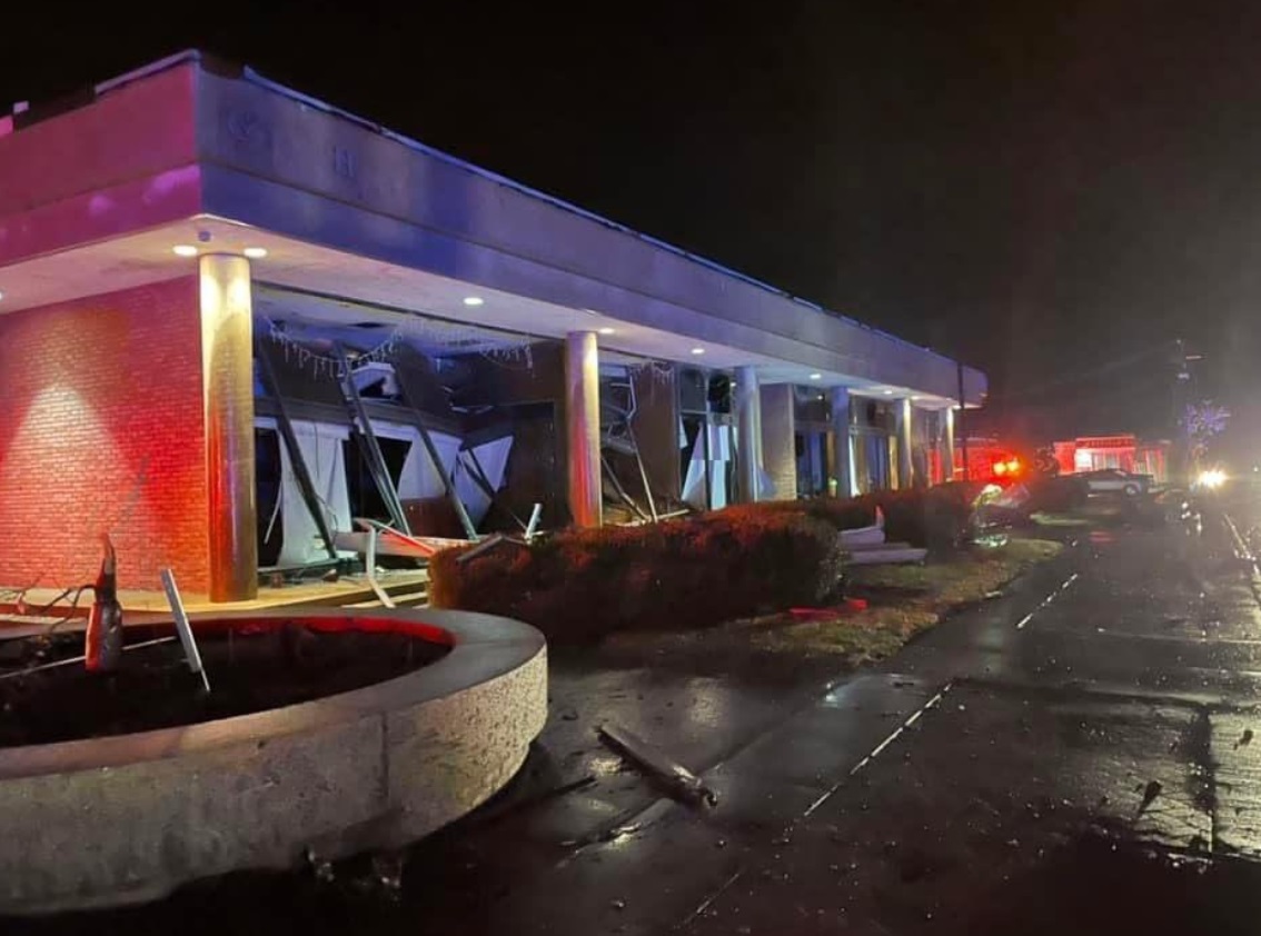 PHOTO Mayfield Kentucky Police Station Is Damaged But Still Standing