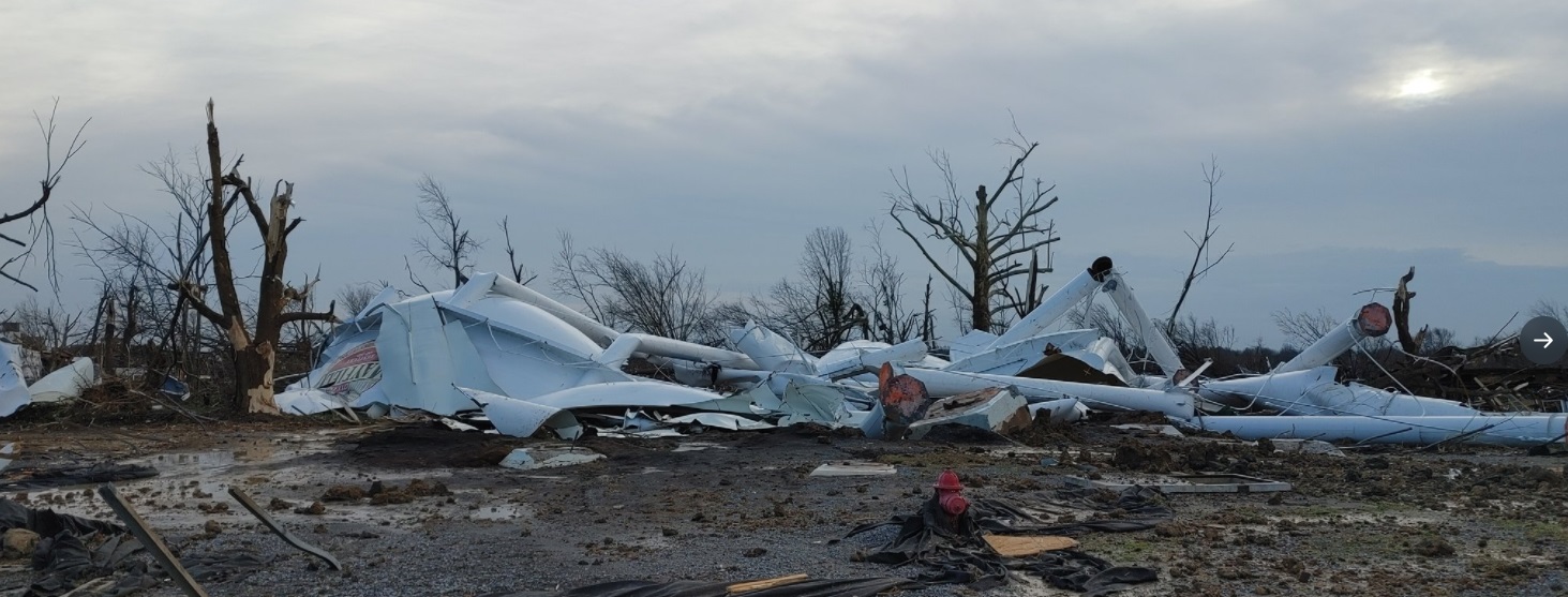 PHOTO Mayfield Kentucky Water Tower Had 500K Gallons Of Water In It And Is Just Left Crumbled In The Dirt