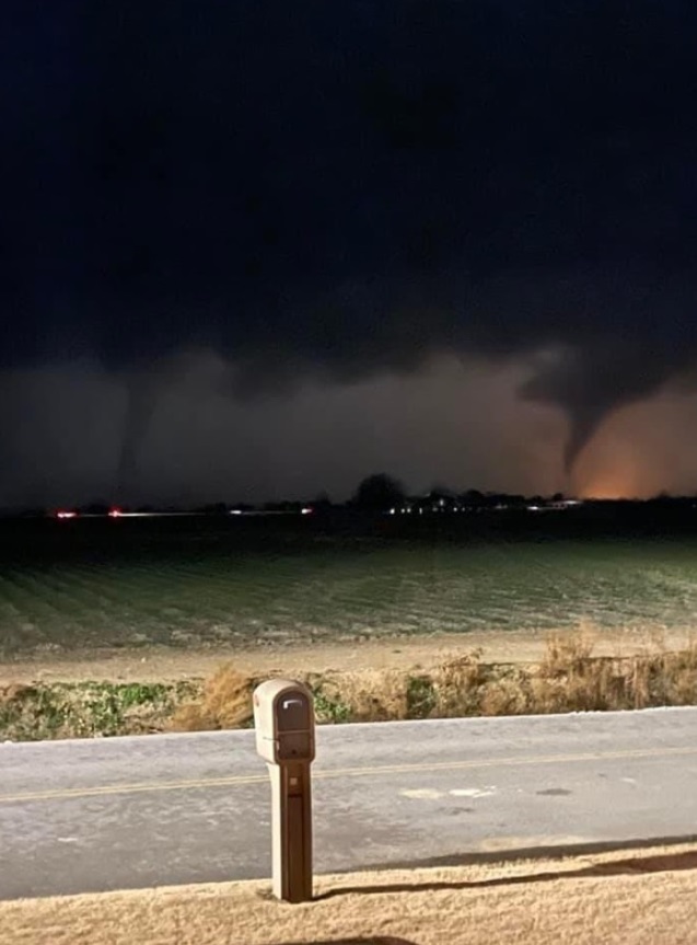 PHOTO Of Twin Tornadoes In The Distance From Jonesboro Arkansas