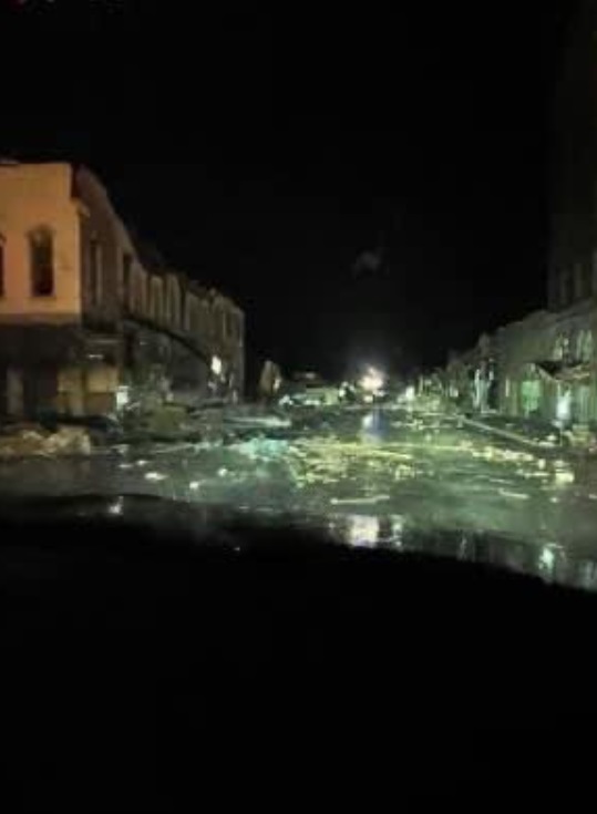 PHOTO Only Some Building Structures Are In Tact In Downtown Mayfield Kentucky After Tornado Came Through