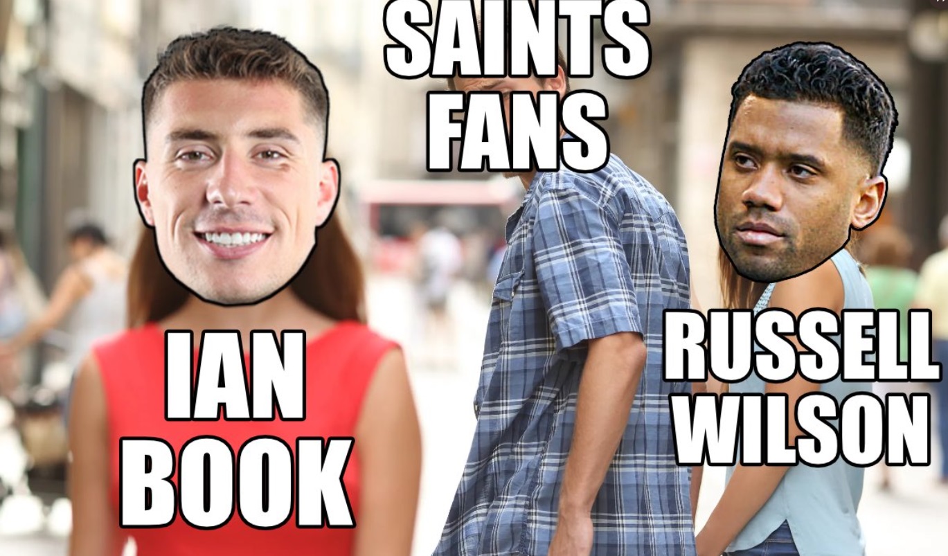 PHOTO Saints Fans Looking At Ian Book From Behind Meme