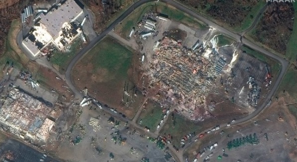 PHOTO Satellite Image Of Mayfield Kentucky Candle Factory Shows It Was Leveled To The Ground