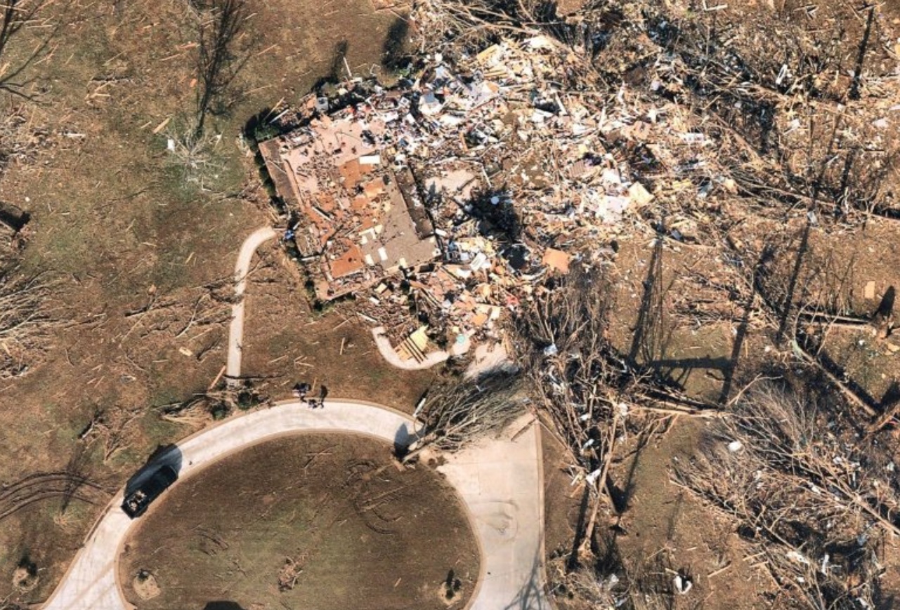 PHOTO Satellite View Of The Damage From Tornado In Hayti Missouri And Leachville Arkansas