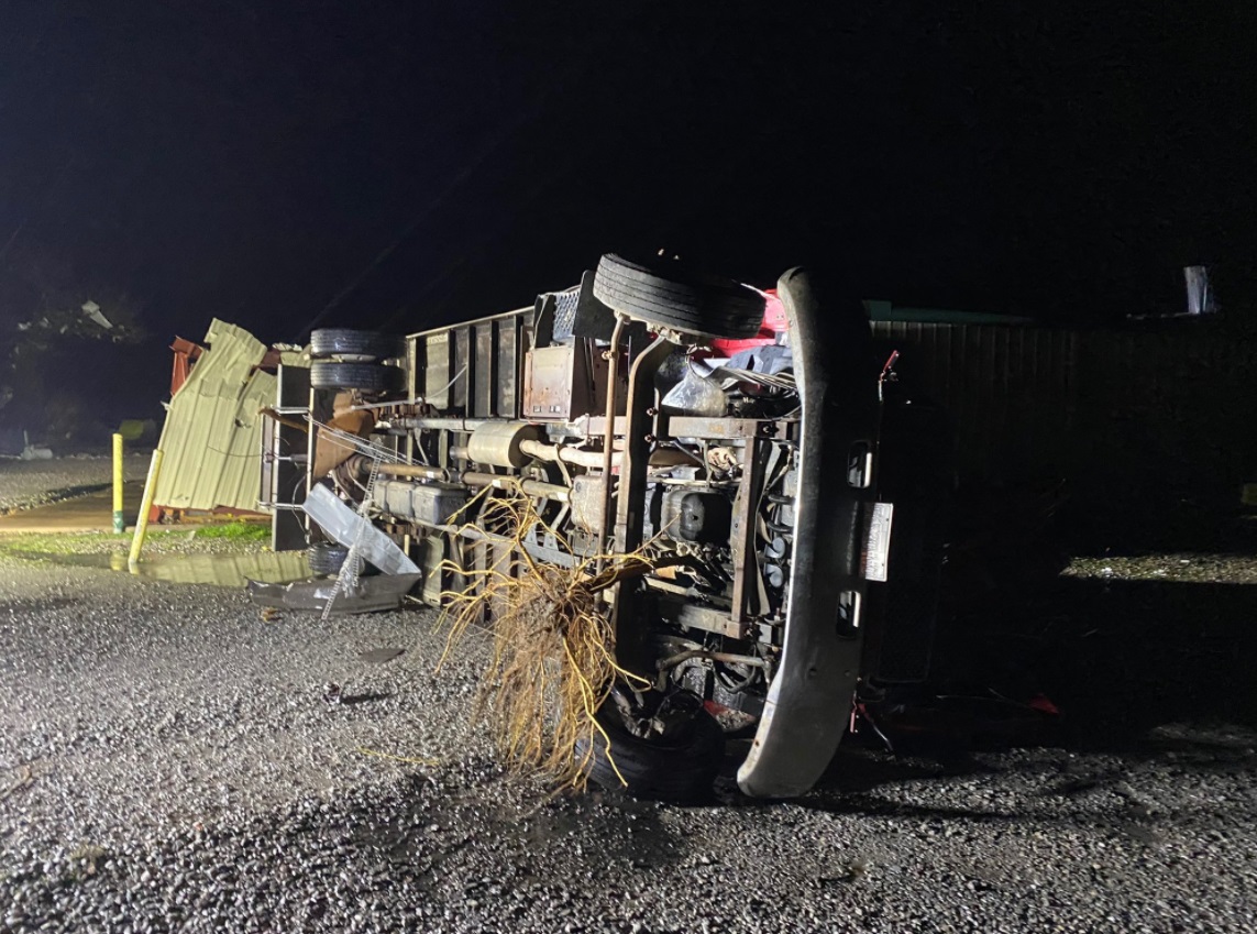 PHOTO Semi-Truck Overturned In Leachville Arkansas From Tornado