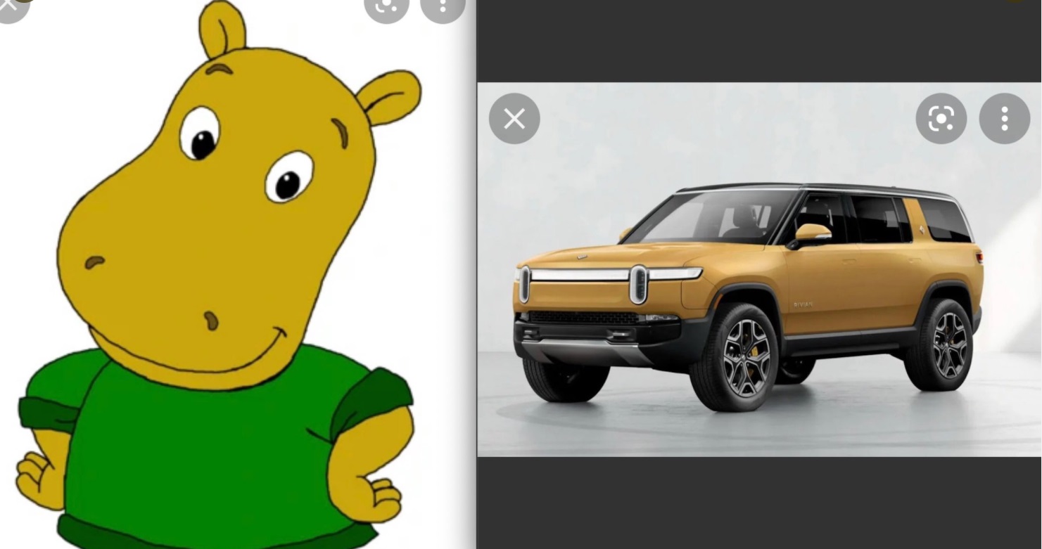 PHOTO The Front Of A Rivian Looks Like The Nose Of Jason The Hippo From The Backyardigans