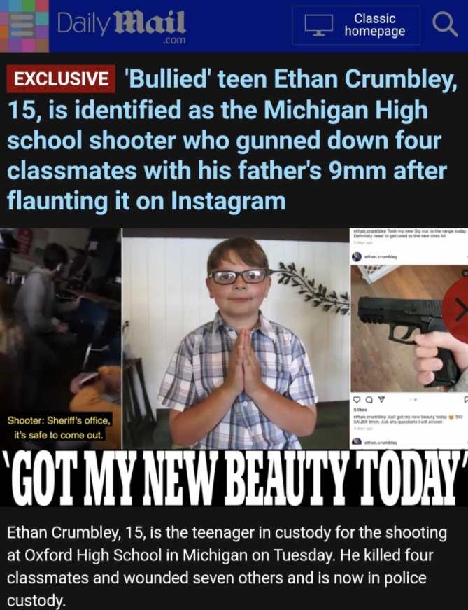 PHOTO The Media Wants You To Feel Sorry For Ethan Crumbley Because He Was Bullied In School