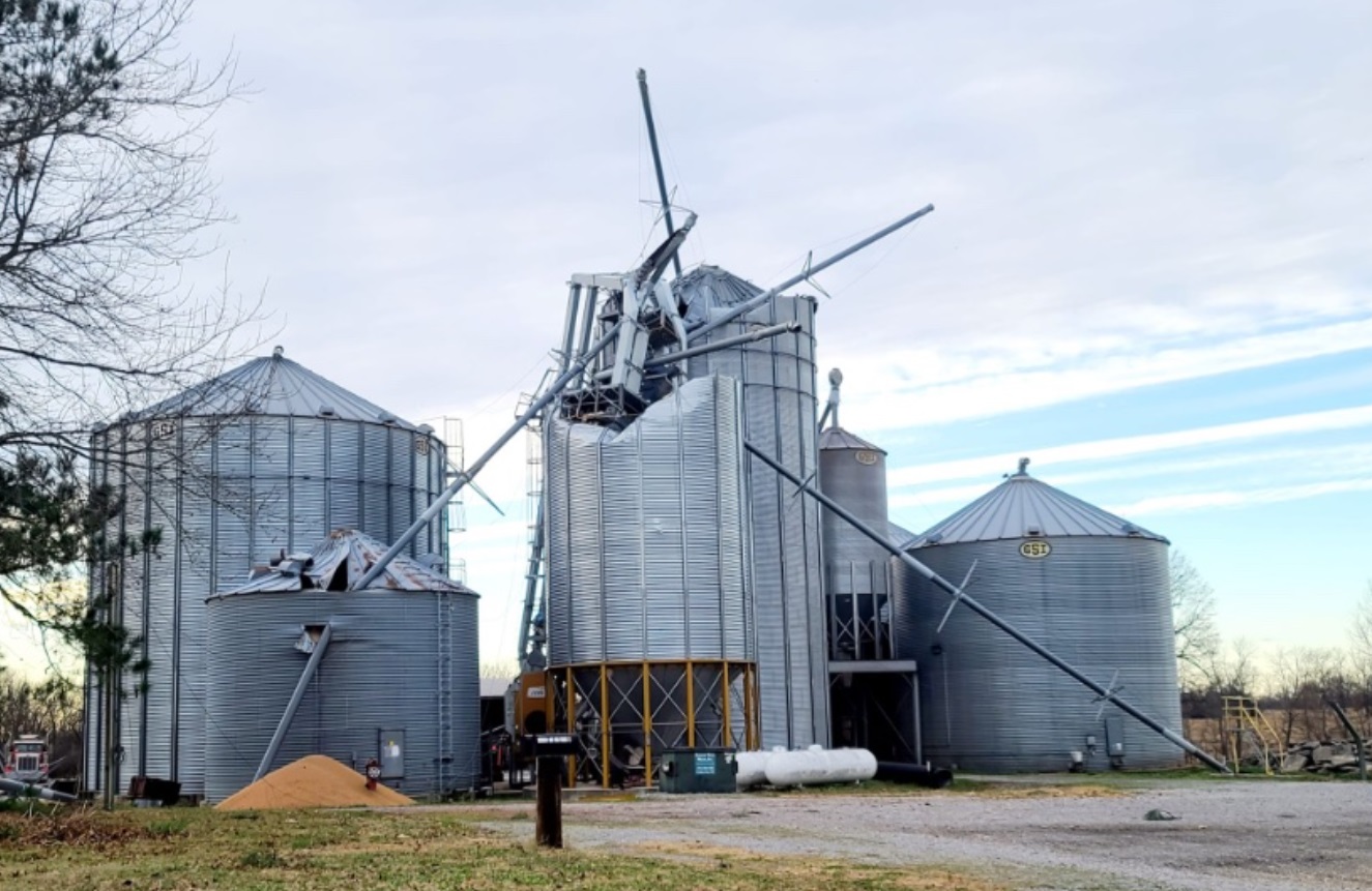 PHOTO Tornado Smashed Power Poles Into Grain Bins In Cayce Kentucky