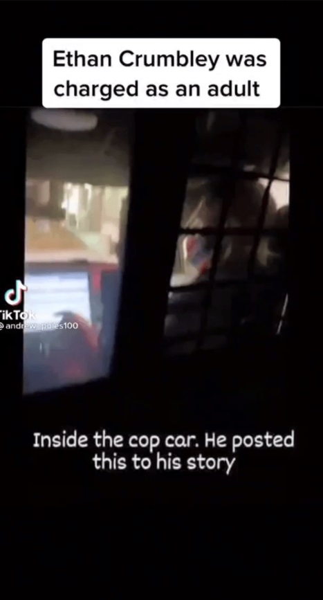 PHOTO Victim Of Ethan Crumbley Posts Tik Tok Video of Ethan Being Taken Away In The Back Of A Cop Car