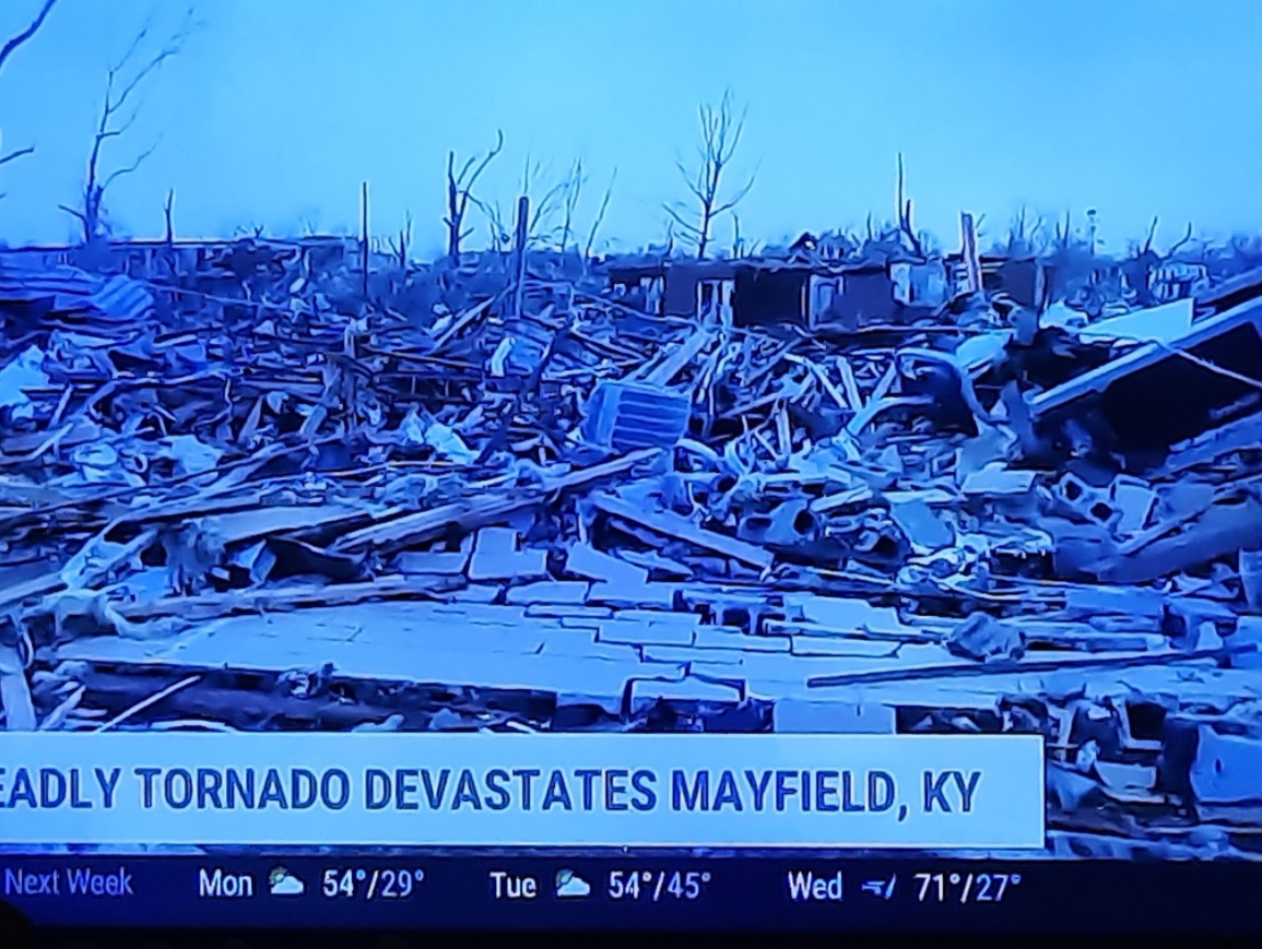 PHOTO What Is Left Of Mayfield Kentucky At This Point During The Morning Is Just House Material Shattered About