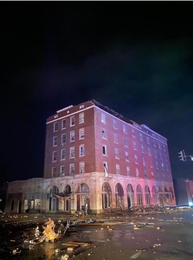 PHOTO Windows Punched Out And Debris In The Street Will Make You Sad If You've Ever Been To Mayfield Kentucky