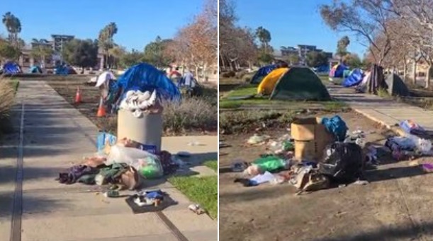 PHOTO You Can't Even Take Your Kids To Venice Library And Play In The Park Because There Are Homeless And Their Belongings Everywhere