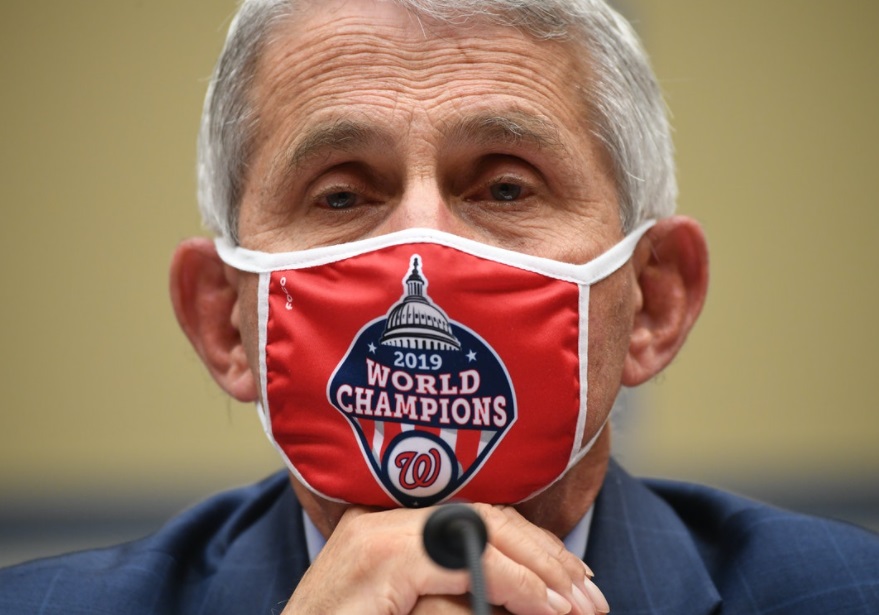 PHOTO Anthony Fauci Wearing A 2019 World Champions Washington Nationals Facemask In A Meeting