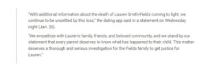 PHOTO Bumble Dating App Company Says They Are Unsettled By Lauren Smith-Fields Death