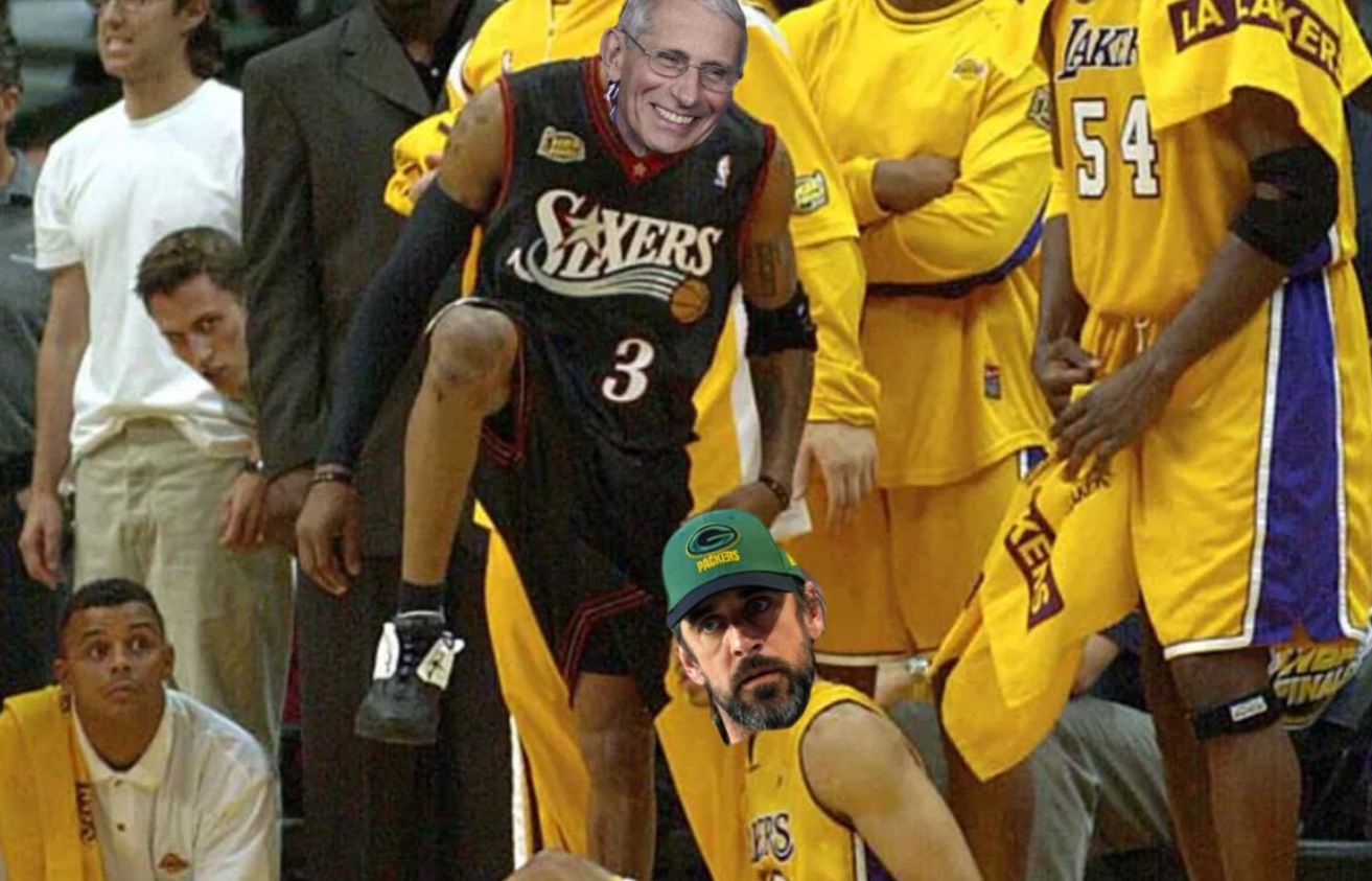 PHOTO Dr Fauci Stepping Over Aaaron Rodgers Like Allen Iverson Meme